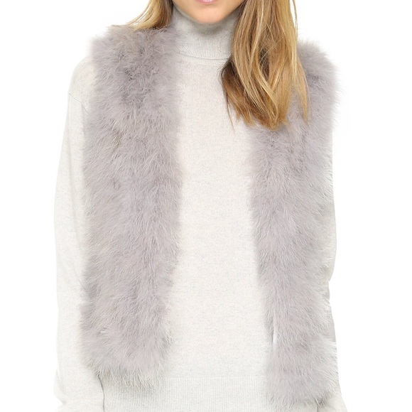 Club Monaco Jackets & Blazers - Club Monaco Marabou Feather Vest in Grey Violet